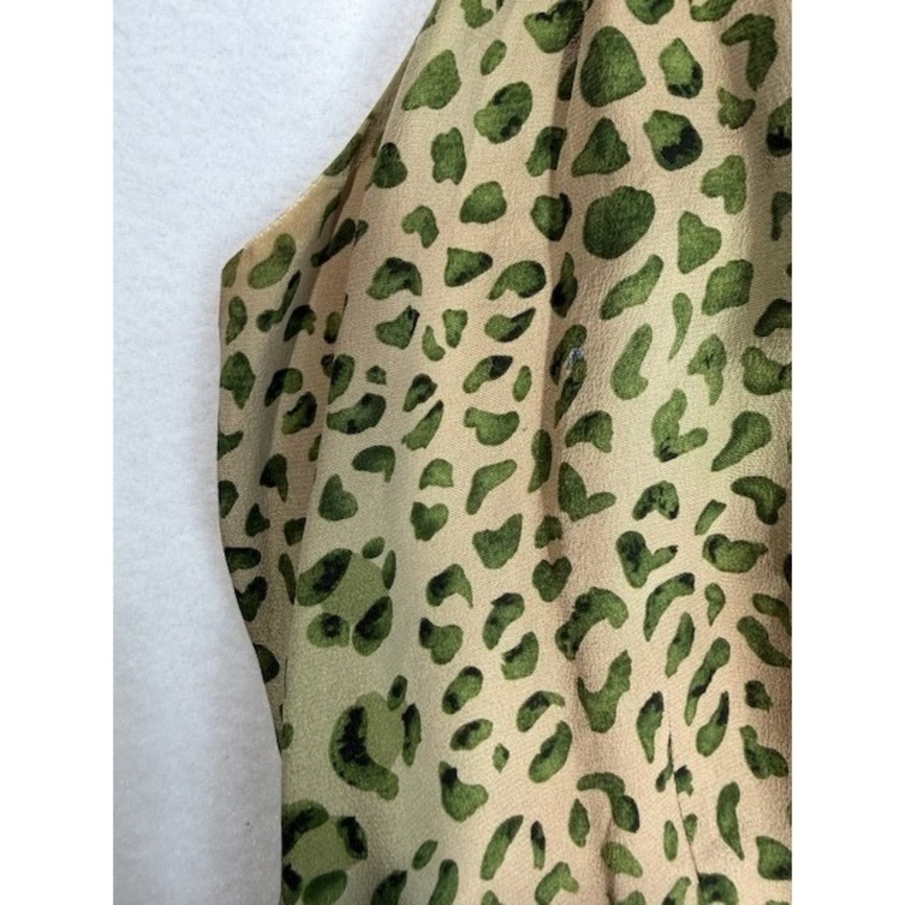Vintage Spenser Jeremy Silk Leopard Halter Maxi Dress Womens 6 Green - Picture 14 of 16